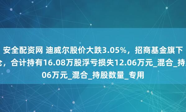 安全配资网 迪威尔股价大跌3.05%，招商基金旗下3只基金重仓，合计持有16.08万股浮亏损失12.06万元_混合_持股数量_专用